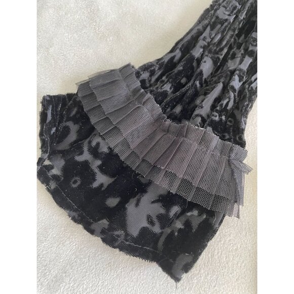 Crushed burnt Velvet Cardigan Whimsigoth Sheer Ruffle Trim & Button Front Size L - Picture 8 of 11